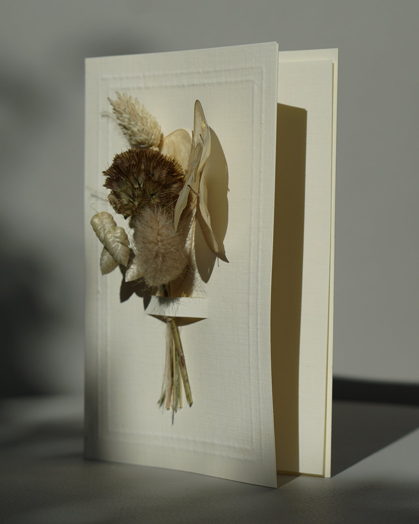 Dried Flower Bouquet Greeting Card - Ivory