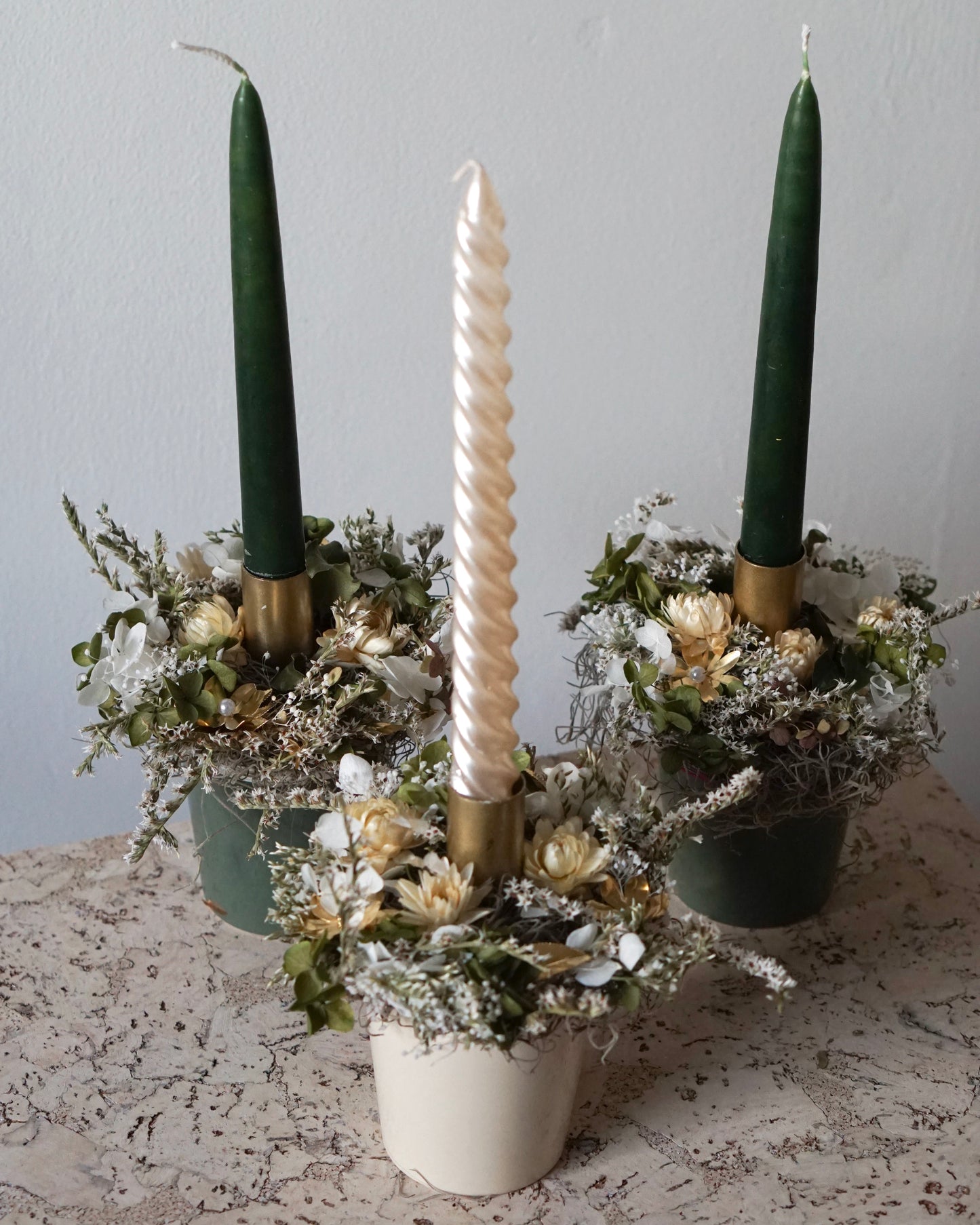 Dried Flower Candle Arrangement