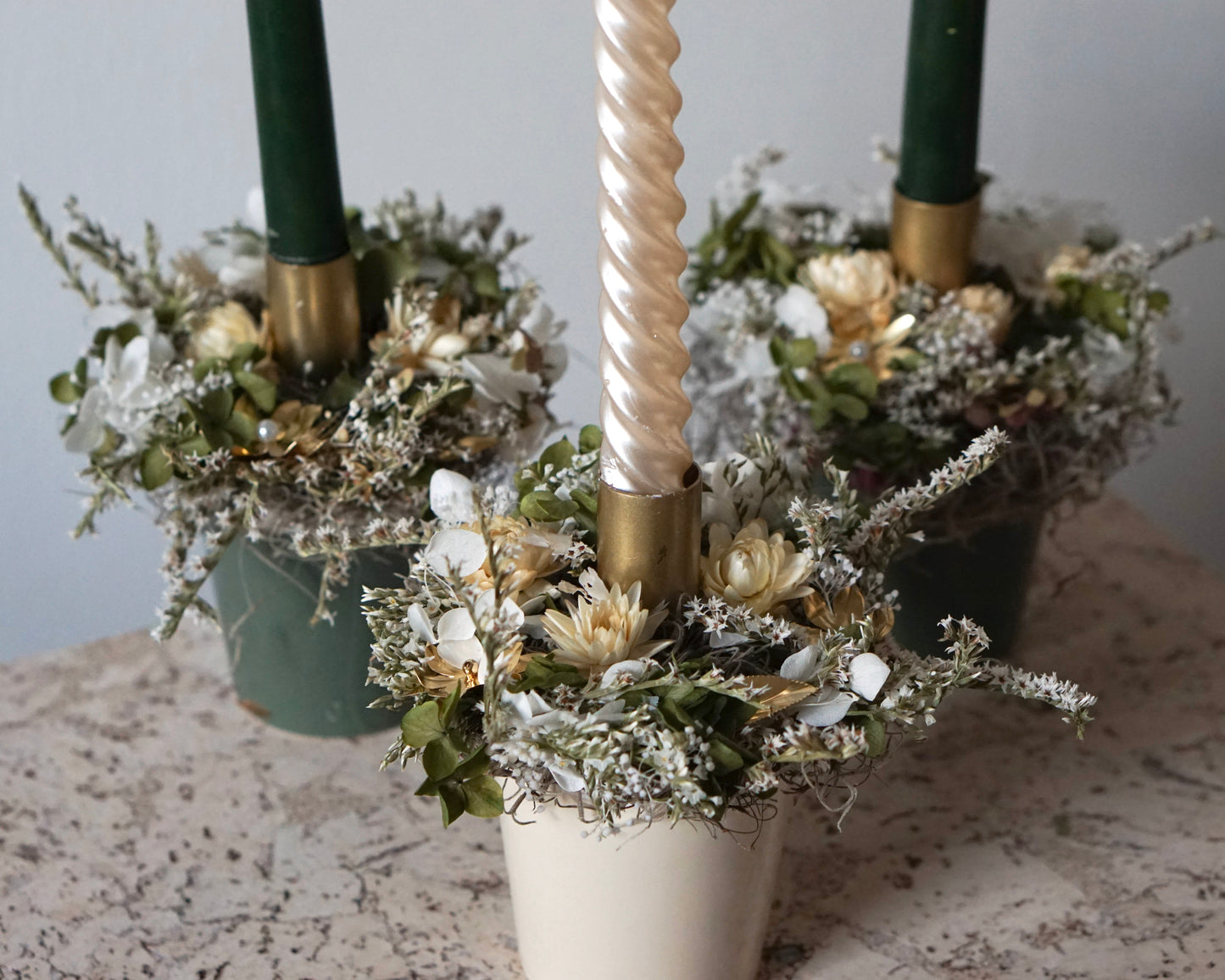 Dried Flower Candle Arrangement