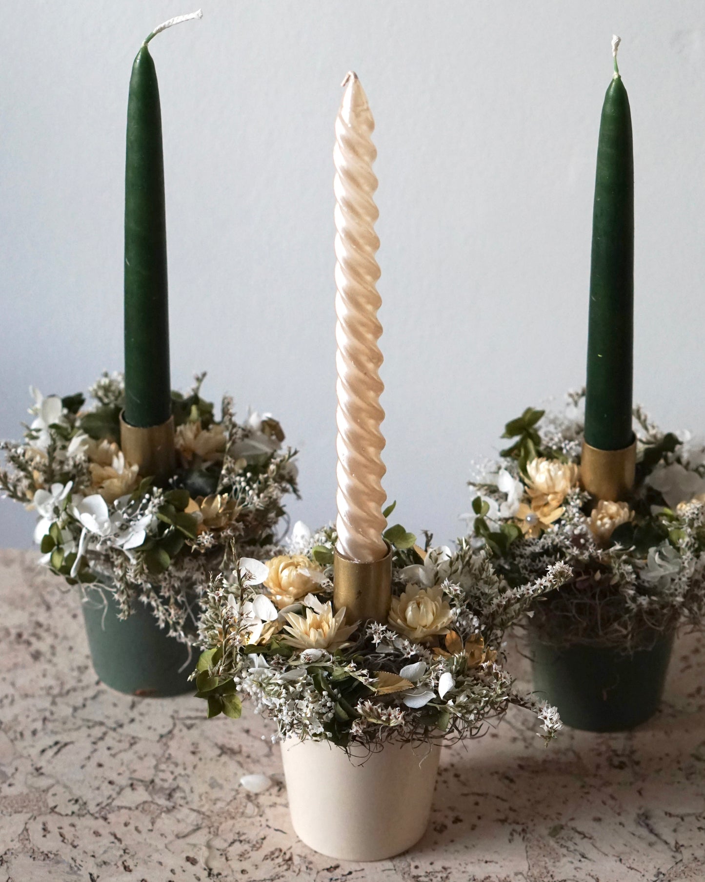 Dried Flower Candle Arrangement