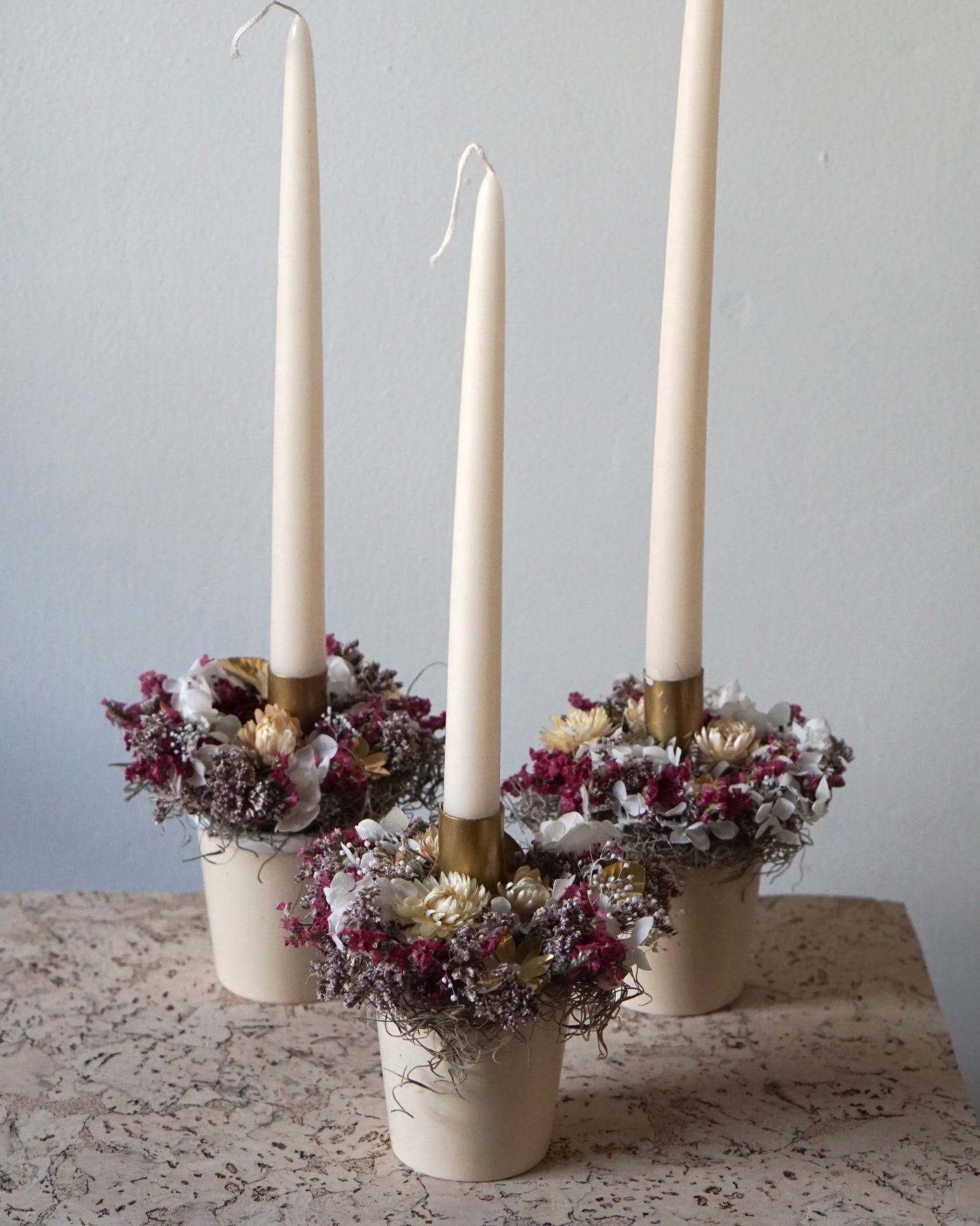 Dried Flower Candle Arrangement