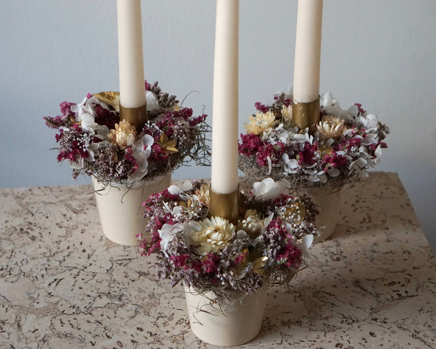 Dried Flower Candle Arrangement