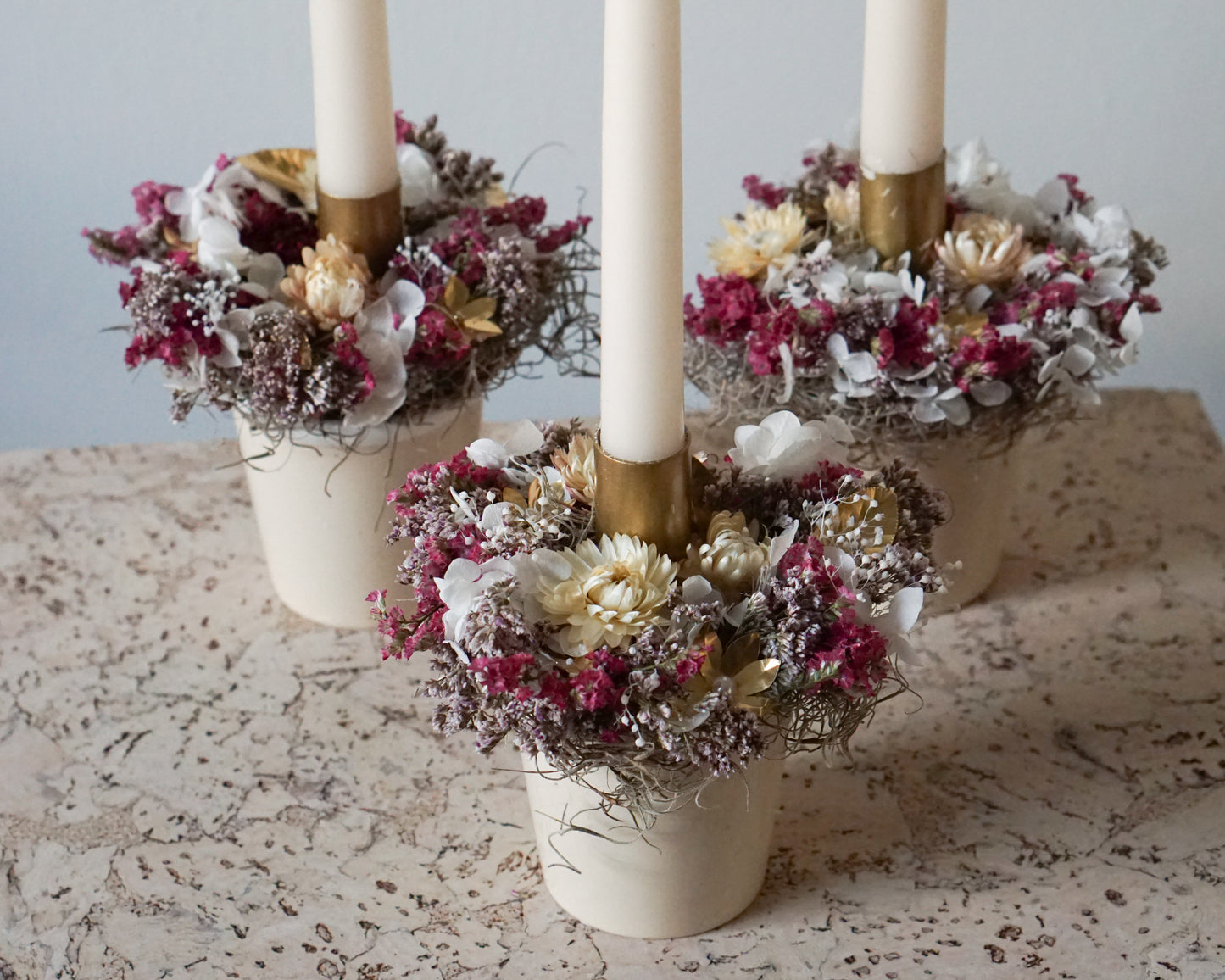 Dried Flower Candle Arrangement