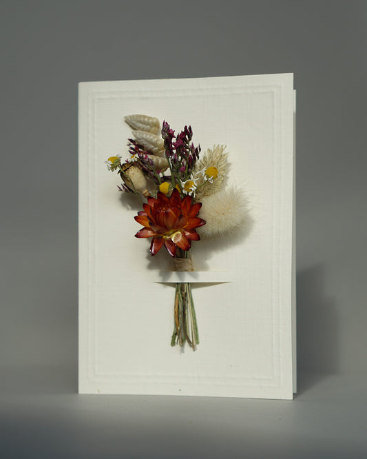 Dried Flower Bouquet Greeting Card - Ivory