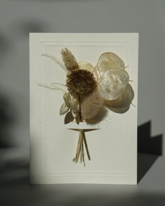 Dried Flower Bouquet Greeting Card - Ivory